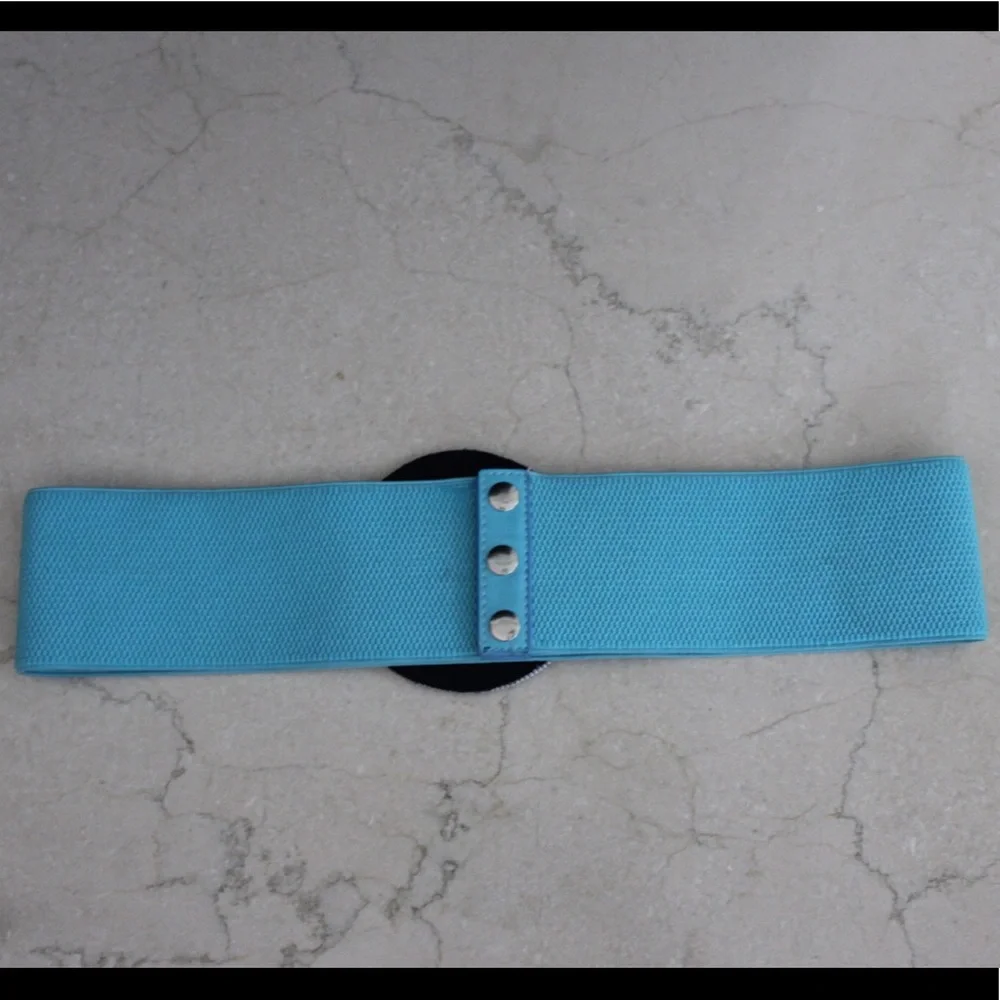 Blue & black zipper flower button belt